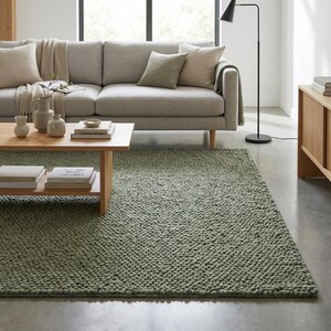 Modern organic textured rug showing dense chunky yarn construction