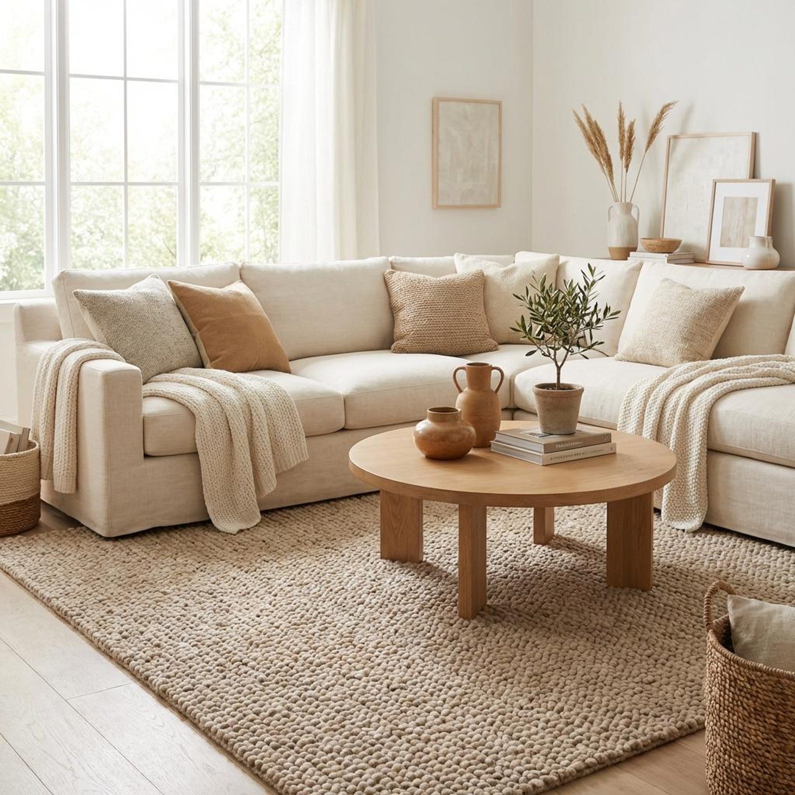 Chunky Knit Wool Rug – Plush Scandinavian Home Decor - 3x6 ft / 91x182 cm