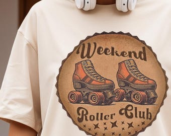 Retro Roller Skater T-Shirt, 70s Weekend Roller Club Tee, Vintage Graphic Shirt