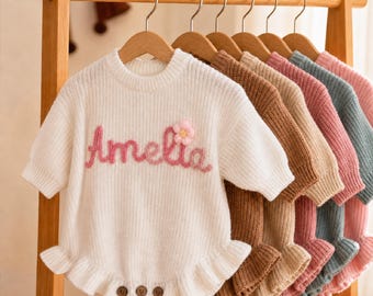 Personalized Newborn Girl Outfit, Embroidered Baby Name, Coming Home Outfit, Baby Girl Hospital Outfit, Baby Announcement Outfit,baby romper