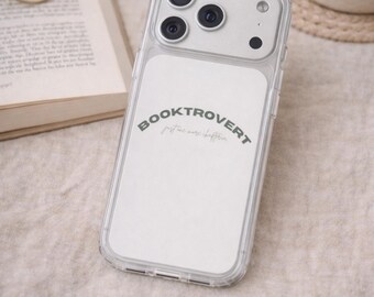 Funda para teléfono Booktrovert | Funda para teléfono Book Lover | Funda acogedora con estética literaria | Regalo para lectores