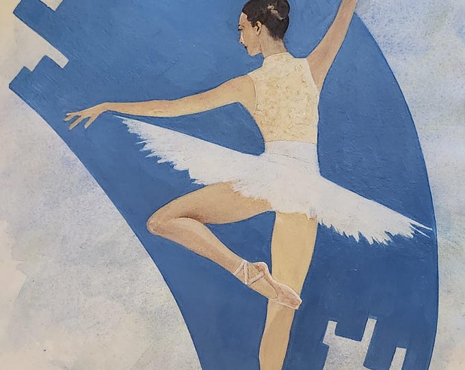 Spotlight Ballerina - Original Gouache Painting, Signed Art