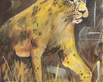 Original Acrylic Painting: "On the Prowl" Leopard Art, Stretched Canvas, Hand Painted