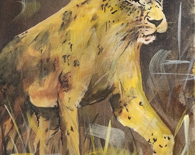 Original Acrylic Painting: "On the Prowl" Leopard Art, Stretched Canvas, Hand Painted
