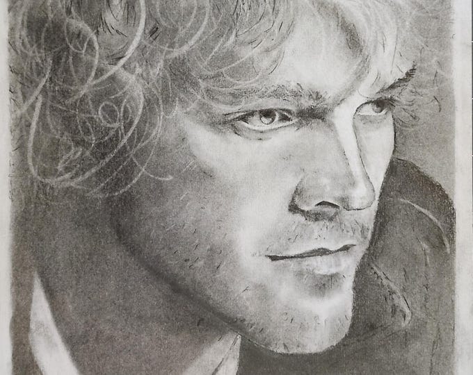 Calm and in Control Charcoal Portrait Sketch, Original Hand-Sketched Art (8.5x11 inches)