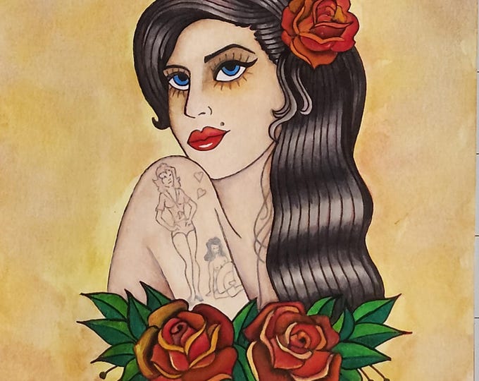Amy's Ink & Watercolor Portrait - Liquid Soul Art Print