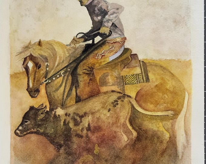 Rodeo Roundup Watercolor Painting – Original Western Art, 11x8.5"