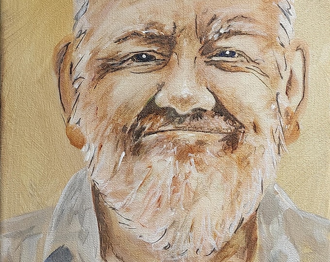 Original Acrylic Portrait Painting, Hand Painted Canvas Art, Signed Certificate of Authenticity