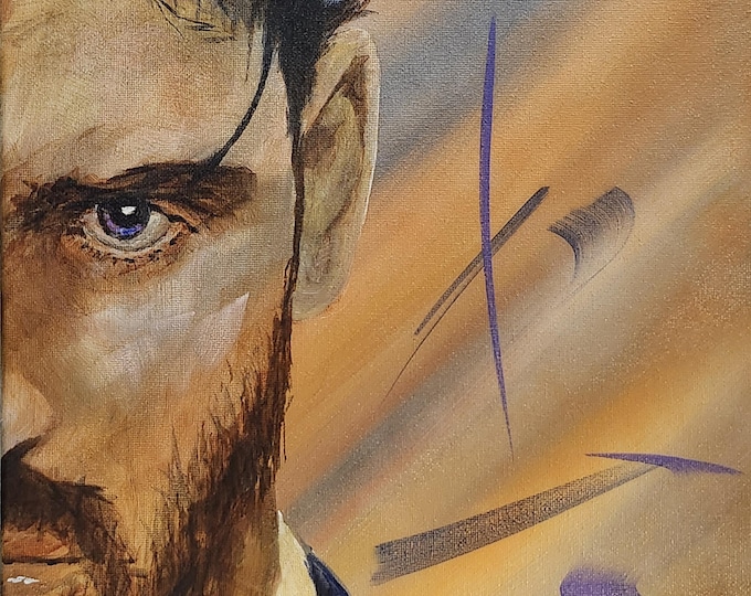 Original Acrylic Portrait Painting, Hand Signed, Certificate of Authenticity