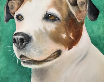 Cherished Companion Oil Painting, Original Dog Portrait Art, Hand Painted Canvas