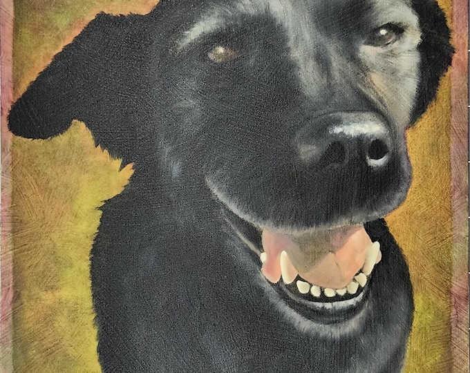 Dog Portrait Original Art, Oil Paint on Canvas Paper, Unframed, Hand Painted, Handmade