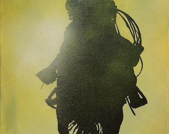 Original Acrylic Cowboy Painting, Hand Painted Canvas Art, Signed Certificate of Authenticity