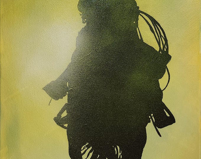 Original Acrylic Cowboy Painting, Hand Painted Canvas Art, Signed Certificate of Authenticity