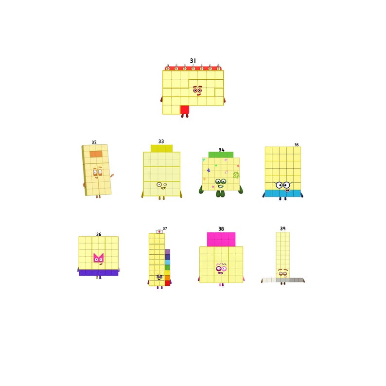 Counting Visuals Blocks Numberblocks 0 - 50 Clipart PNG Bundle, Numbers 0-50 Transparent Images ...