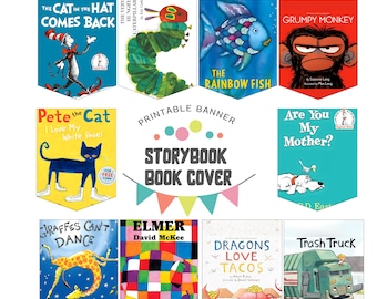 Storybook Book Cover Banners | Printable Digital Download |Party Banner, Library, Classroom, Book Week Decor