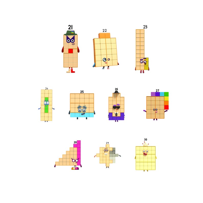 Counting Visuals Blocks Numberblocks 0 - 50 Clipart PNG Bundle, Numbers 0-50 Transparent Images ...
