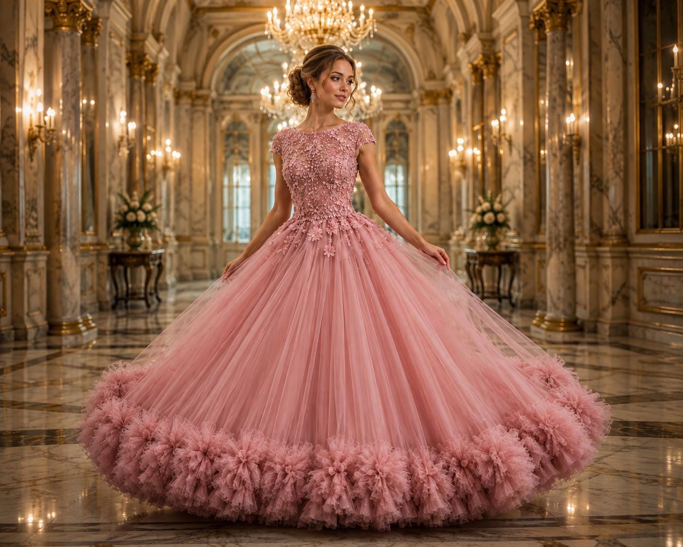 Rose Gold a Line Gown