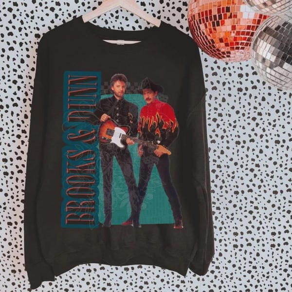 Brooks & Dunn Vintage Style Crewneck Sweatshirt | Country Music Graphic Sweatshirt | Retro Western Band Tee