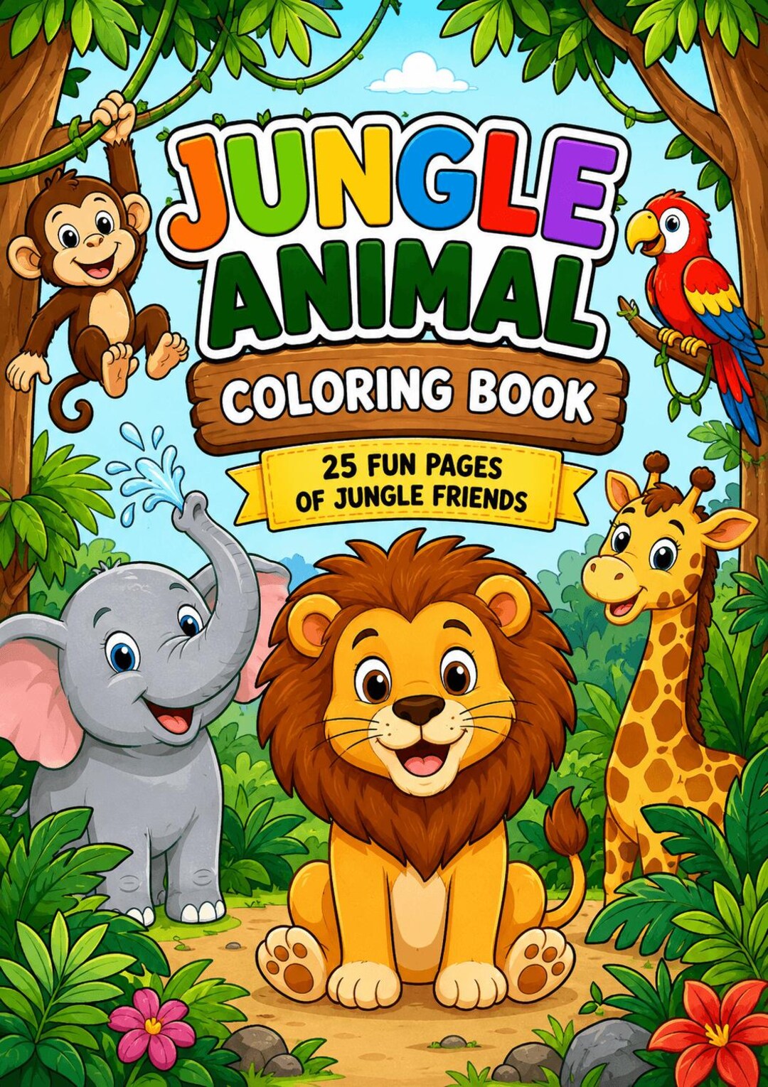 Kids Jungle Coloring Book | Printable Educational Activity Pack - Etsy