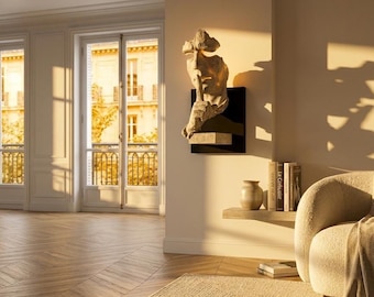 Lampada con scultura astratta di un volto, applique da parete minimalista in resina, lampada a LED contemporanea