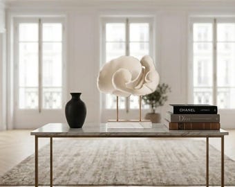 Scultura moderna di corallo / Decorazione astratta di corallo / Centrotavola artistico minimalista / Arredamento di lusso contemporaneo per la casa / Scultura ispirata all'oceano