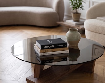 Curved Sofa, Glass Coffee Table, Parisian Apartment Style, Neutral Decor