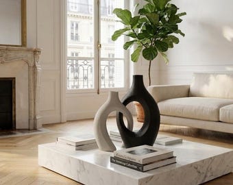 Set di decorazioni per tavolino da caffè moderno in marmo / Scultura minimalista in ceramica con vaso / Arredamento di lusso per soggiorno / Stile scandinavo per la casa