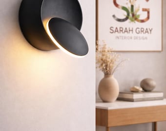 Lampada da parete girevole 350 regolabile, moderna applique a LED, minimalista, nera, illuminazione contemporanea per camera da letto, arredamento d'interni nordico