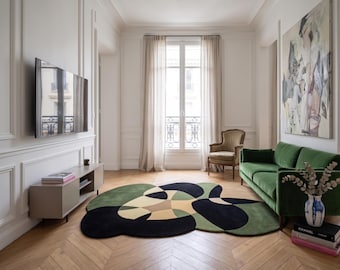Tappeto astratto irregolare, decorazione per pavimenti minimalista scandinava contemporanea