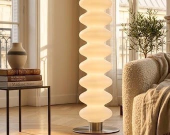 Lampada da terra scultorea a spirale, illuminazione d'ambiente moderna a onda, arredamento scandinavo