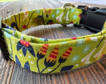 Dog Collar Green Lime Green Garden