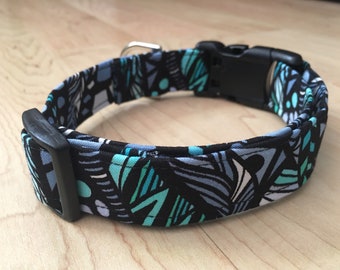 Dog Collar Blue Abstract cotton
