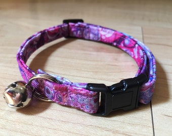 CAT COLLAR pink purple bubblegum pop break away with bell
