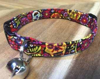Sugar Skulls Cotton Cat Collar break away