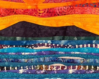 Landscape Sunrise Sunset Ocean quilted wall art