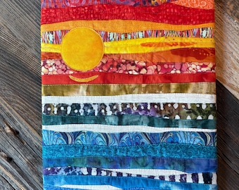 Collage Sunset quilted for wall