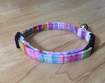 CAT COLLAR Pastel Rainbow Watercolor Cotton