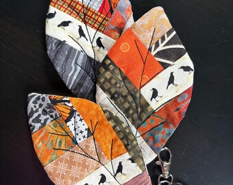 Three leaves quilted key fobs bag Crows bag charms