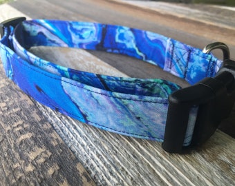 Blue Patina  Dog COLLAR cotton dog collar