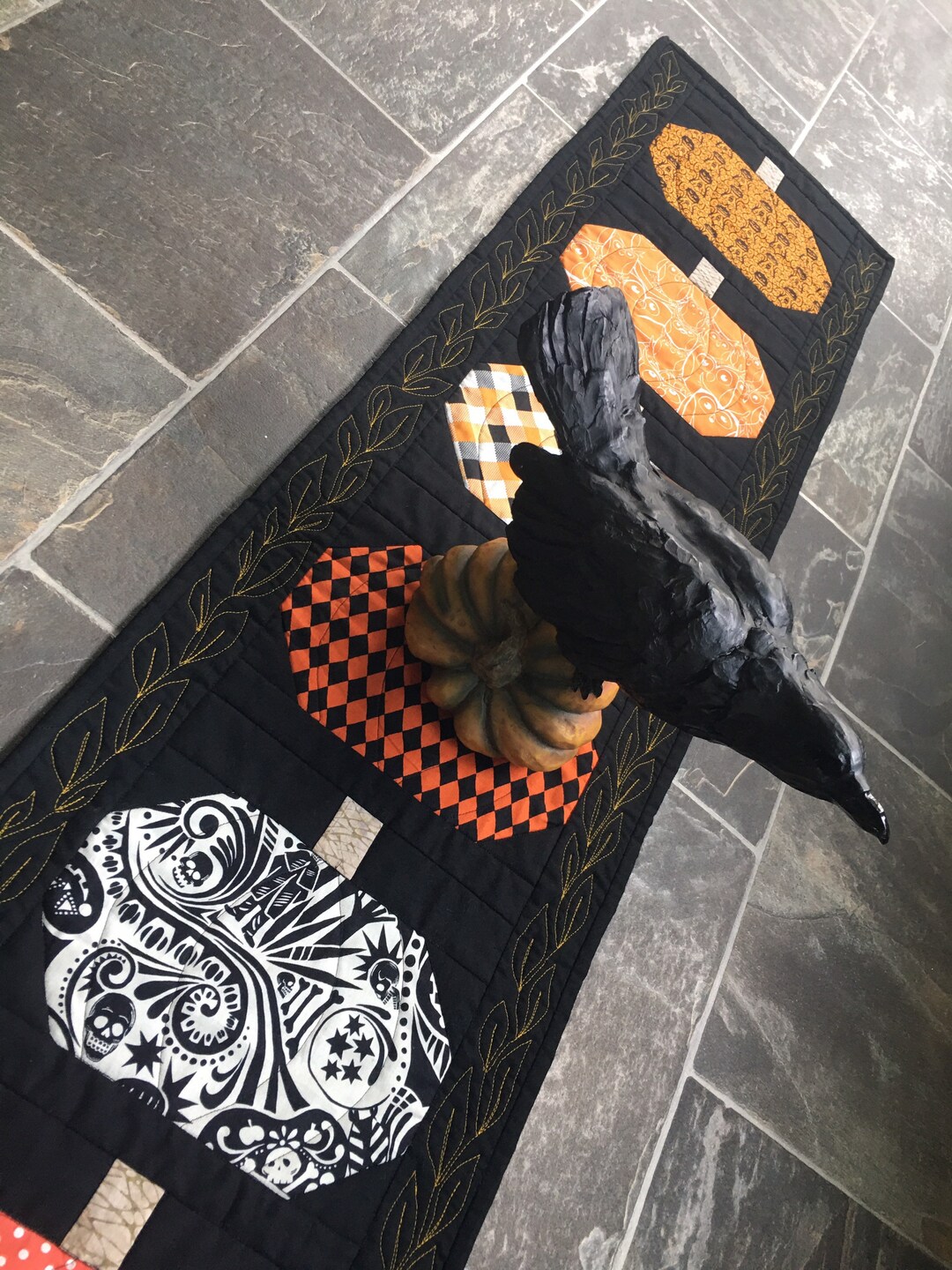 Extra Long Pumpkin Patchwork Table Runner Fall Halloween - Etsy