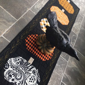 Extra long Pumpkin patchwork table runner fall Halloween