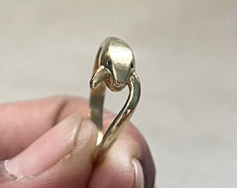 Handmade Brass Gold Dolphin Ring, Ocean Jewelry