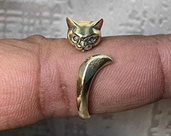 Gold Plated Cat Ketty Ring: Adjustable Egyptian Bastet Cat Rings