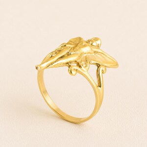 Vintage Gold Angel Faerie Fairy Ring: Mythical Butterfly Ring image 5