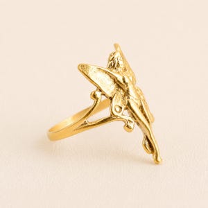 Vintage Gold Angel Faerie Fairy Ring: Mythical Butterfly Ring image 2