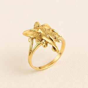 Vintage Gold Angel Faerie Fairy Ring: Mythical Butterfly Ring image 3