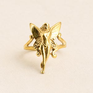 Vintage Gold Angel Faerie Fairy Ring: Mythical Butterfly Ring image 6