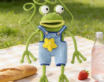 Handgemachte häkeln Frosch Crossbody Tasche, wunderliche Amigurumi Geldbörse, Kinder Teenager Geschenk