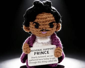 Handmade Crochet Prince Amigurumi, Emotional Support Toy, Valentine's Day Gift for Music Fans
