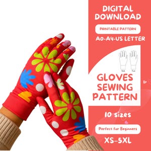 Gloves sewing pattern + guide  XS - 5XL A4, A0 and US letter - Digital download